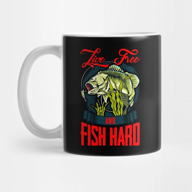 Live Free And Fish Hard Patriotic Fisherman by theperfectpresents